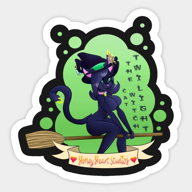 Twilight the witch cat Sticker by HoneyHeartStudios